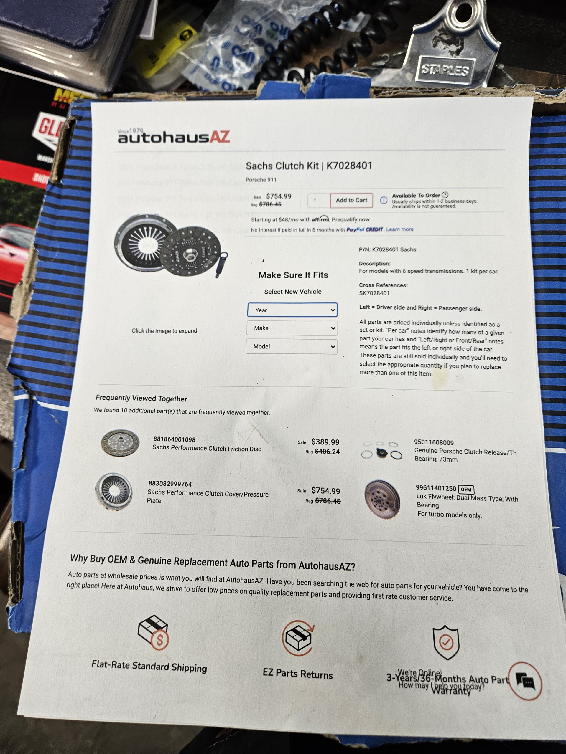 porsche clutch sachs k7028401